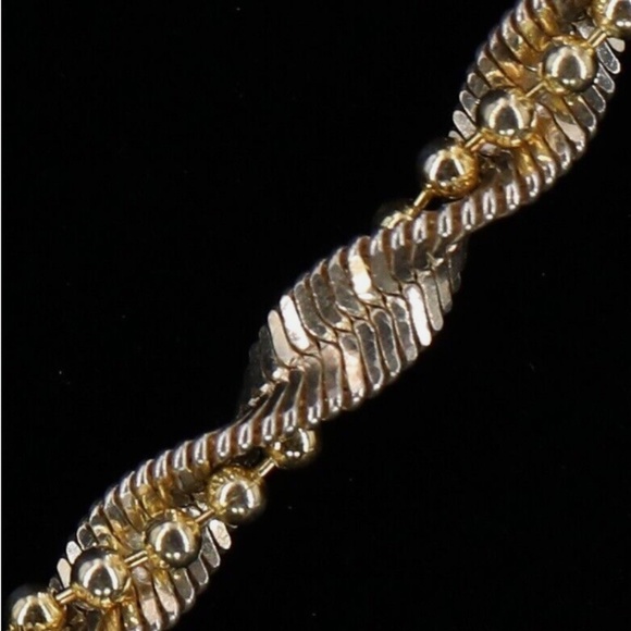 Sterling Silver Braided Ball & Herringbone Chain 16" Necklace - Picture 4 of 5